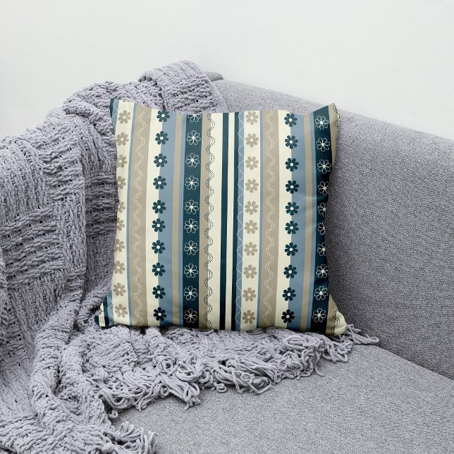 Floral Flover Colorful Pattern Throw Pillow (Creator Uploaded)