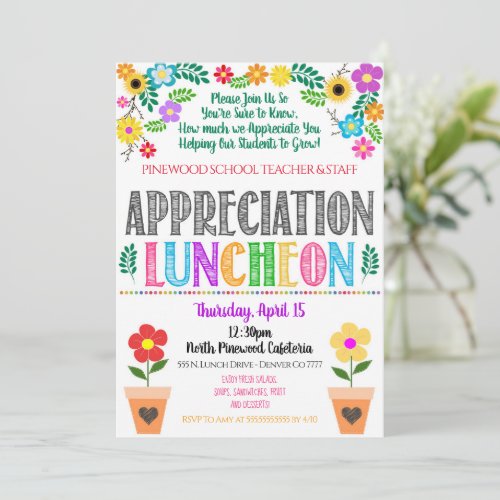 Floral Flower Appreciation Luncheon Invite