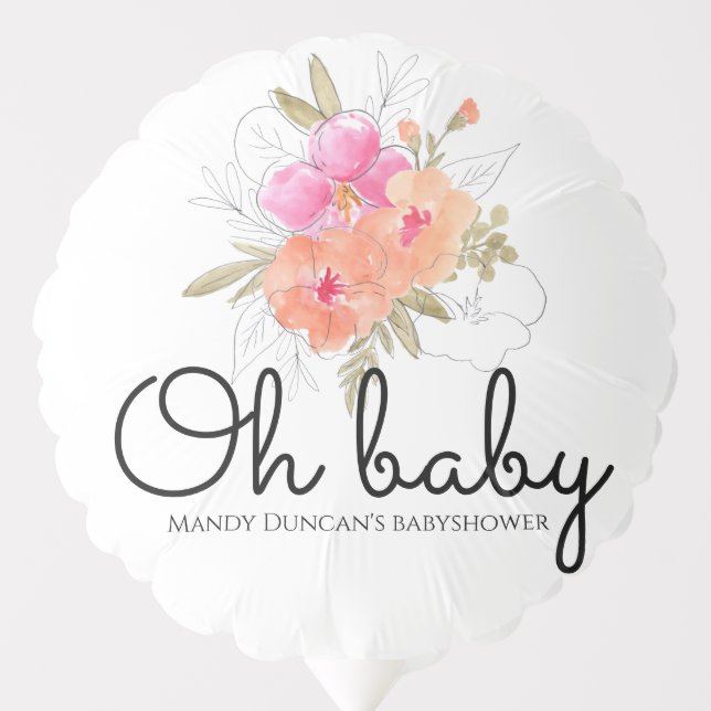 Floral flower baby shower centerpiece balloon (Front)