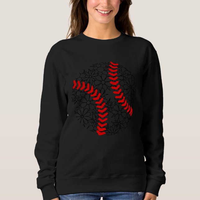 Floral Flower Baseball Softball Gameday Lovers Sweatshirt (Front)