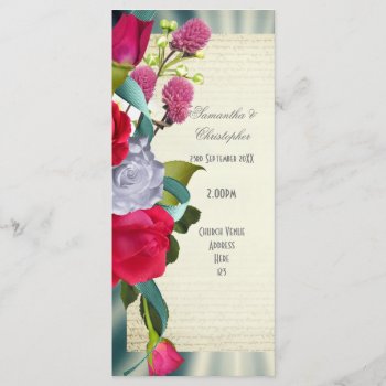 Floral Flower Bouquet Church Wedding Program by personalized_wedding at Zazzle