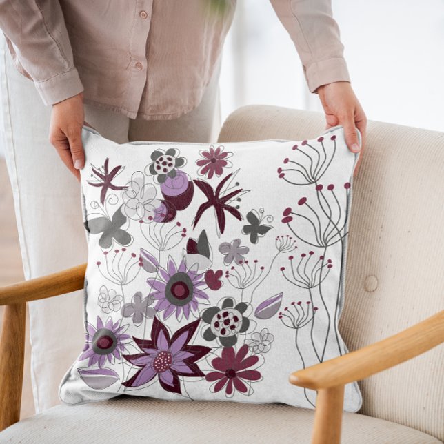 Floral Flower Colorful Throw Pillow (Creator Uploaded)