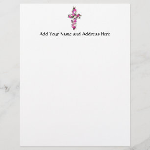 Floral/Flower Cross Letterhead
