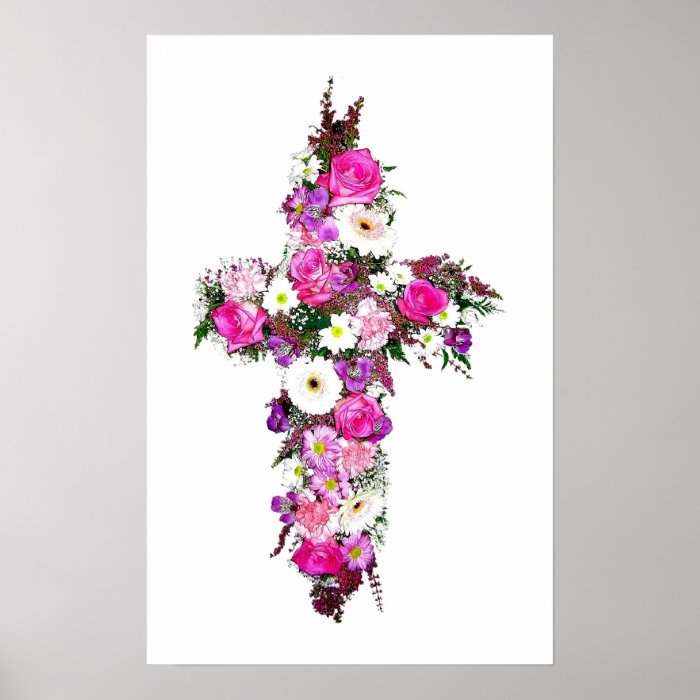 Floral/Flower Cross Poster