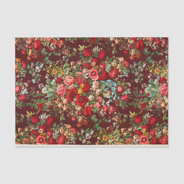 Floral Flower Decoupage Pattern Design Tissue Paper (Front)