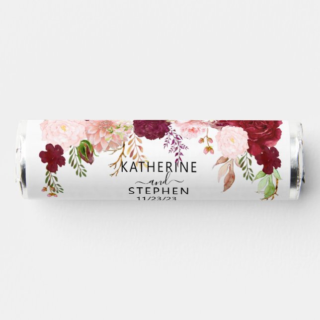 Floral Flower Favor Wedding Blush Burgundy (Front)