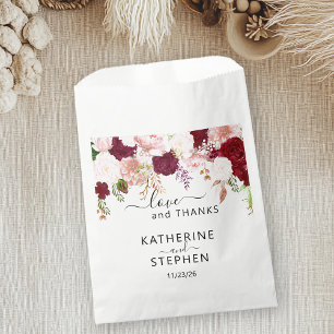 Floral Flower Favor Wedding Blush Burgundy Favor Bag