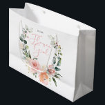 Floral Flower Girl Pink Watercolor Wreath Wedding Large Gift Bag<br><div class="desc">A pretty,  pink watercolor wreath flower girl gift bag. Copyright Elegant Invites,  all rights reserved.</div>