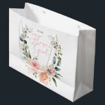 Floral Flower Girl Pink Watercolor Wreath Wedding Large Gift Bag<br><div class="desc">A pretty,  pink watercolor wreath flower girl gift bag. Copyright Elegant Invites,  all rights reserved.</div>