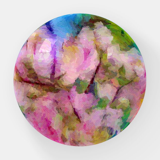 Floral Flower Impressionist Art Paperweight (Front)