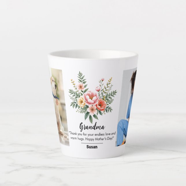 Floral Flower Mother's Day Granma Gift Combo Latte Mug (Front)
