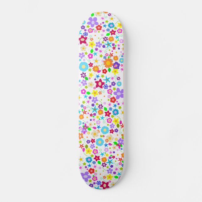 Floral flower pattern Girls Skateboard Deck (Front)