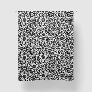 Floral Flower Pattern Pretty Black White Botanical Blackout Curtains