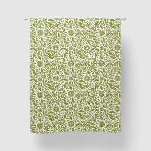 Floral Flower Pattern Pretty Green White Botanical Blackout Curtains