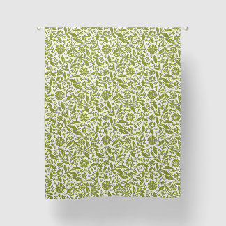 Floral Flower Pattern Pretty Green White Botanical Blackout Curtains