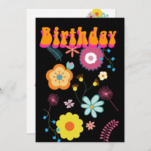 Floral Flower Power Colorful Birthday Invitation