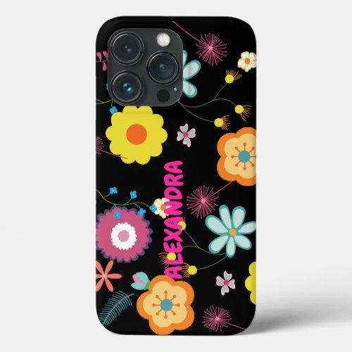 Floral Flower Power Colorful Pink iPhone 13 Pro Case