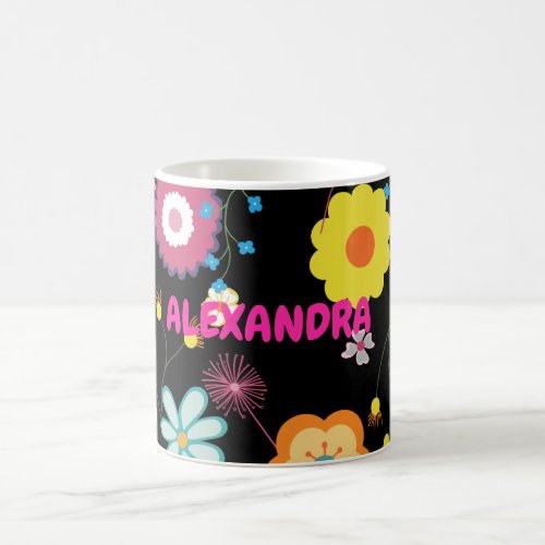 Floral Flower Power Colorful Pink Coffee Mug