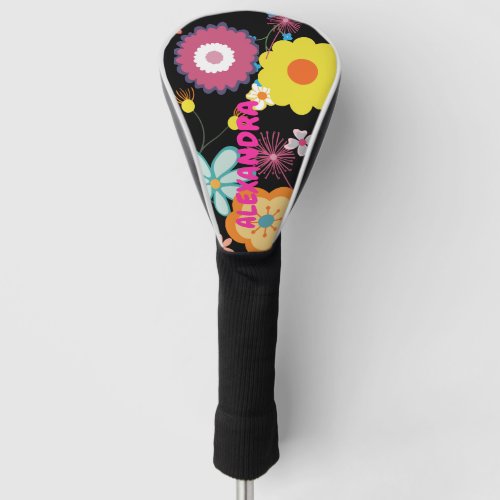 Floral Flower Power Colorful Pink Golf Head Cover