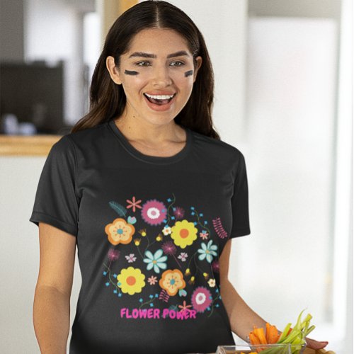 Floral Flower Power Colorful Pink T_Shirt
