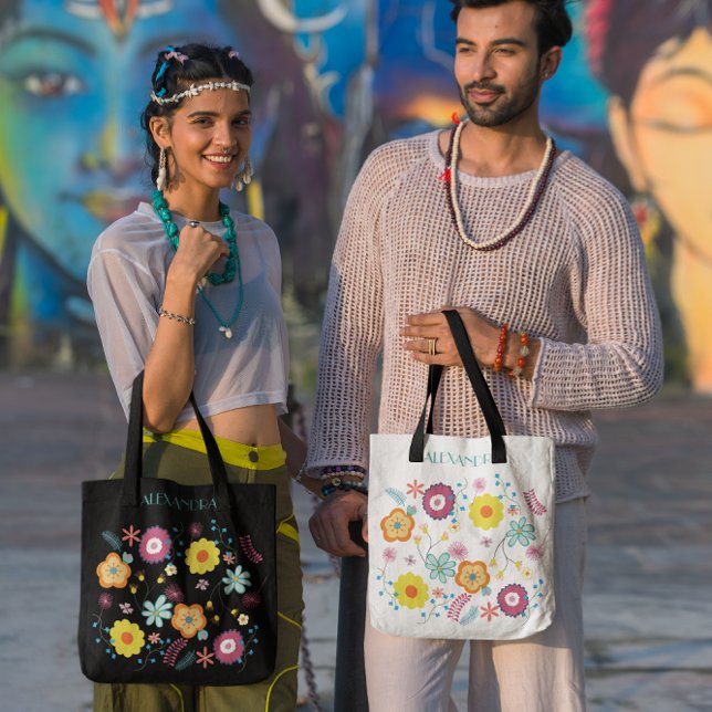 Floral Flower Power Colorful  Tote Bag (Creator Uploaded)