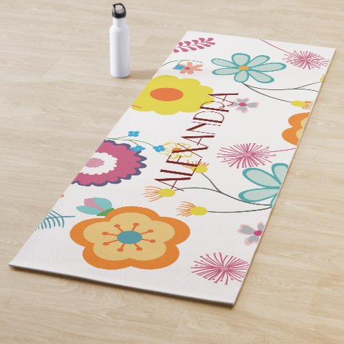 Floral Flower Power Colorful  Yoga Mat