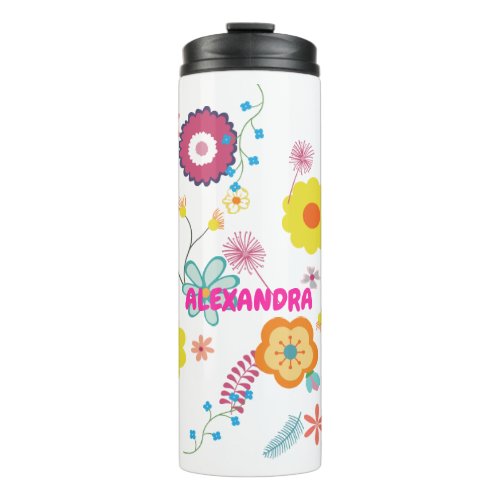 Floral Flower Power Pink Colorful  Thermal Tumbler