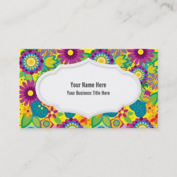 Floral Flower Power Salon Colorful Blooms Business Card by coolbusinesscards at Zazzle