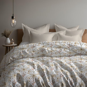 Floral Flower White Beige Lily Pattern Duvet Cover