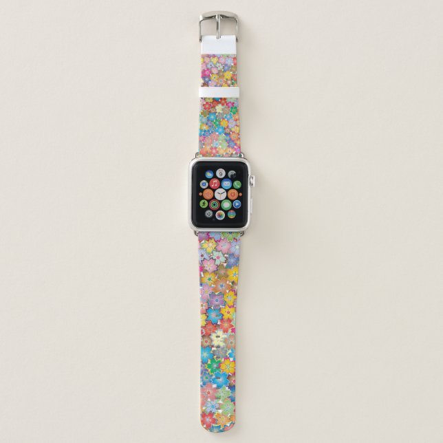 Floral flowers background pattern apple watch band (Front)