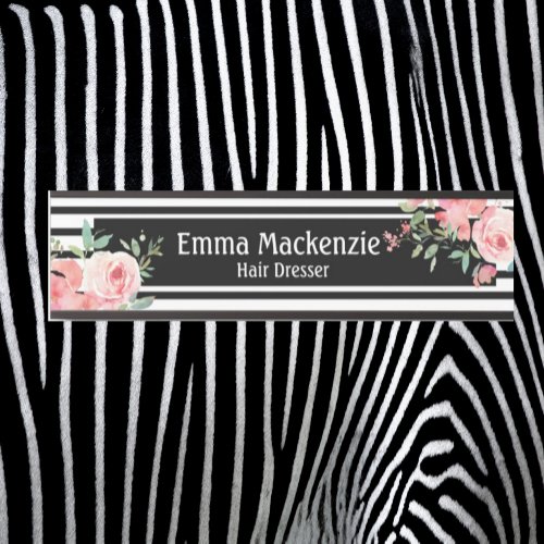 Floral Flowers Black and White Office Door Sign