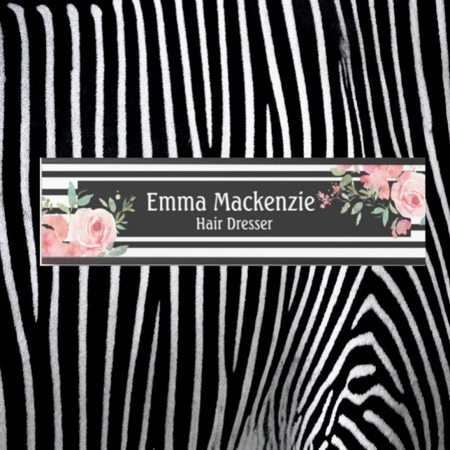 Floral Flowers Black and White Office Door Sign (Creator Uploaded)