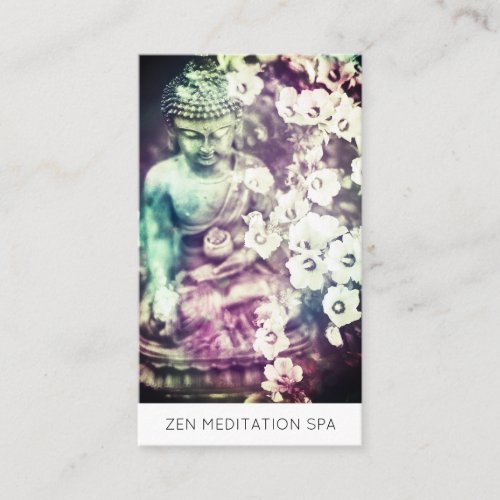  Floral Flowers Buddha QR Meditation Business Card