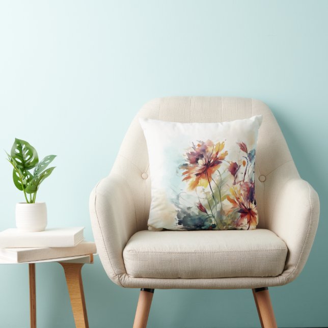 Floral Flowers Design 310 Throw Pillow (Chair)