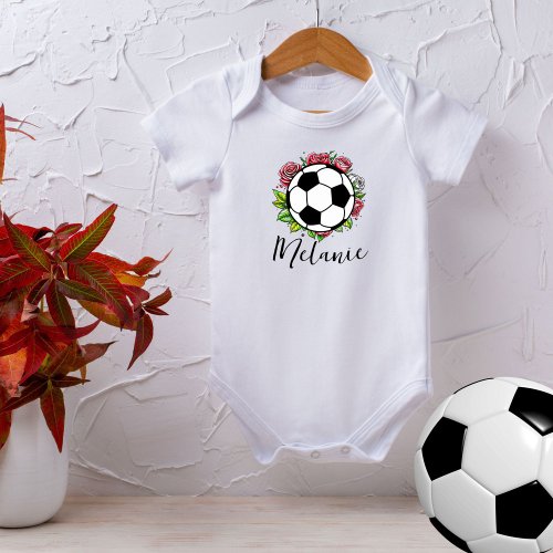 Floral Flowers Football Soccer Baby Girl Bodysuits