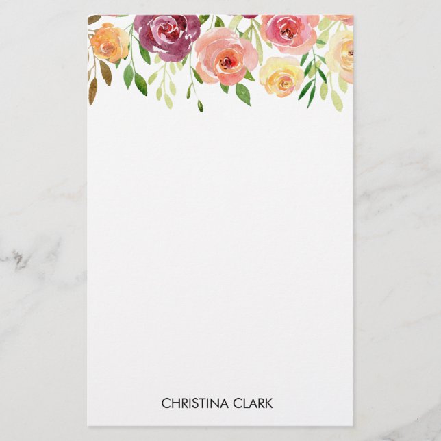 Floral Flowers Garden Blooms Summer Stationery (Front)