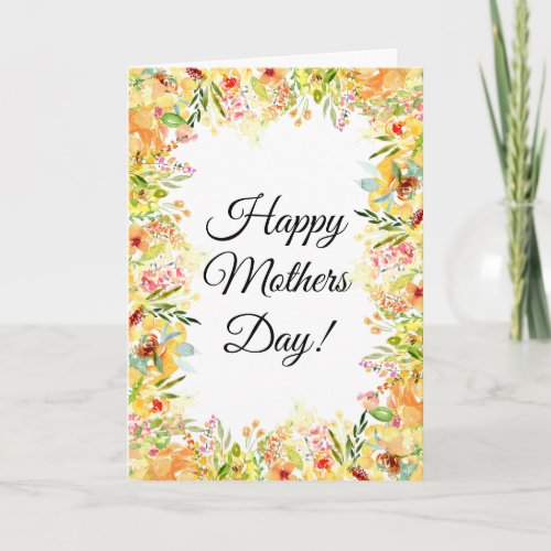 Floral Flowers Happy Mothers Day Pretty Cute Mom Card