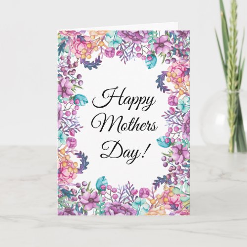 Floral Flowers Happy Mothers Day Pretty Cute Mom Card
