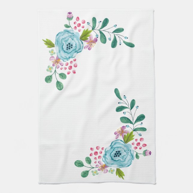 Floral Flowers Kitchen Hand Towel (Vertical)