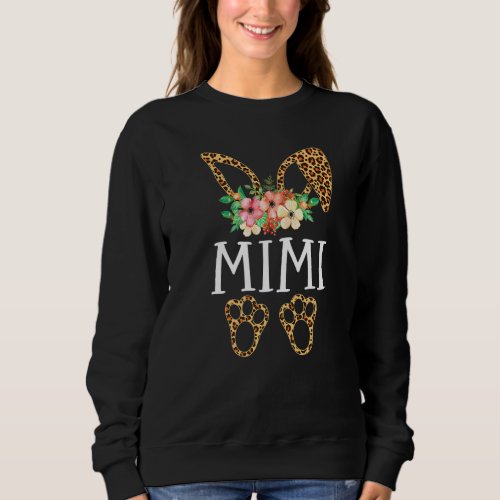 Floral Flowers Leopard Mimi Bunny Happy Easter Day Sweatshirt