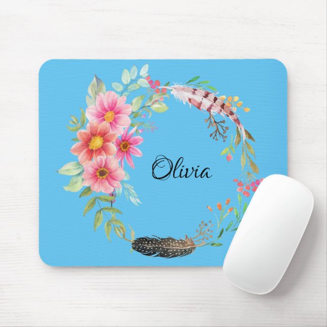 Floral Flowers Mouse Pad! Mouse Pad (With Mouse)