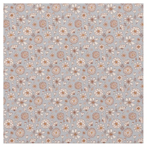 Floral flowers pattern gray background Fabric 