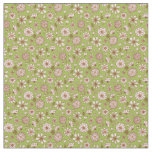 Floral flowers pattern green background Fabric 