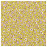 Floral flowers pattern yellow background Fabric