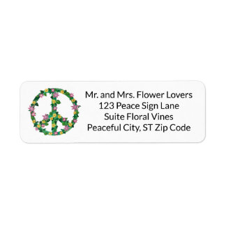 Floral Flowers Peace Sign Address Labels