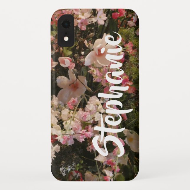 Floral Flowers Personalized Name Case-Mate iPhone Case (Back)
