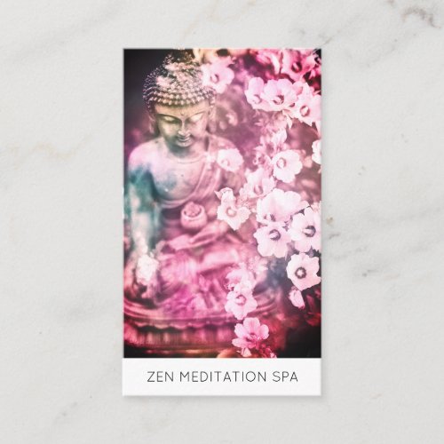  Floral Flowers QR Buddha Meditation Business Card