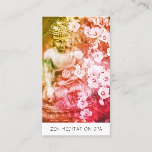  Floral Flowers QR code Buddha Meditation Business Card