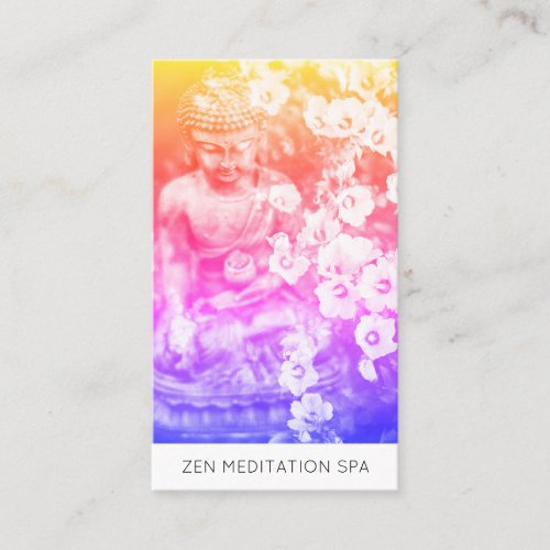  Floral Flowers QR code Ombre Buddha Meditation Business Card