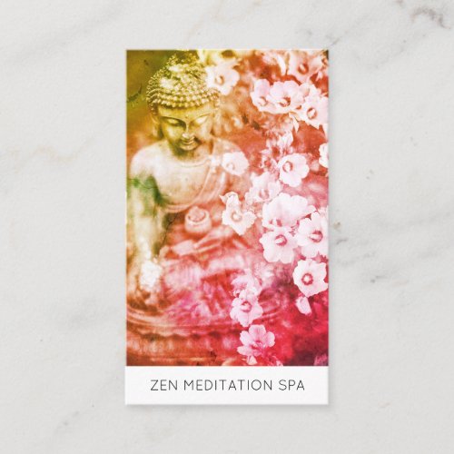 *~* Floral Flowers QR Zen Buddha Meditation Business Card